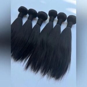 Human hair Blend 10 In & 12 In Bundle Lot Black Straight Hair | 6 pieces lot!